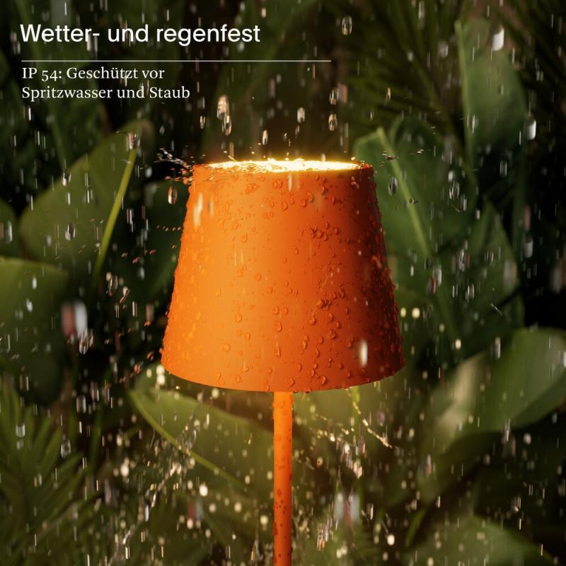 Sigor Akku-Tischleuchte Nuindie USB-C 380mm glutorange 2,2W FlexMood 2200K/2700K IP54 168/197lm Ra85