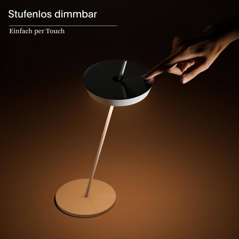 Sigor Akku-Tischleuchte Mahina USB-C 355mm Chrome 2,2W FlexMood 2200K/2700K IP20 168/181lm Ra85 dimmbar