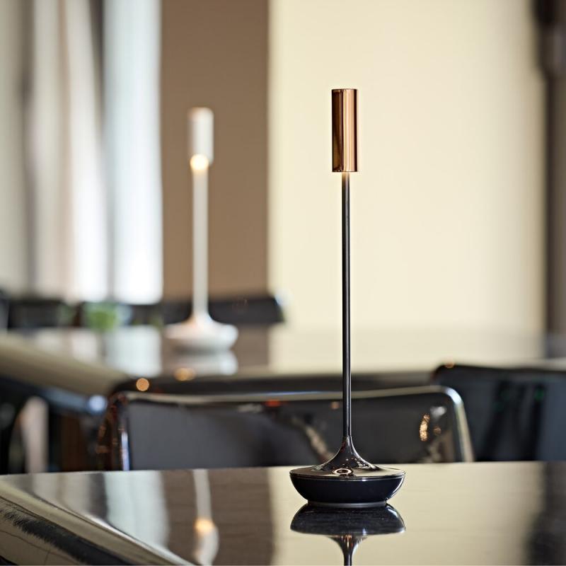 Sigor Akku-Tischleuchte Nucandle keramikschwarz/kupfer 1,6W 2700K IP54