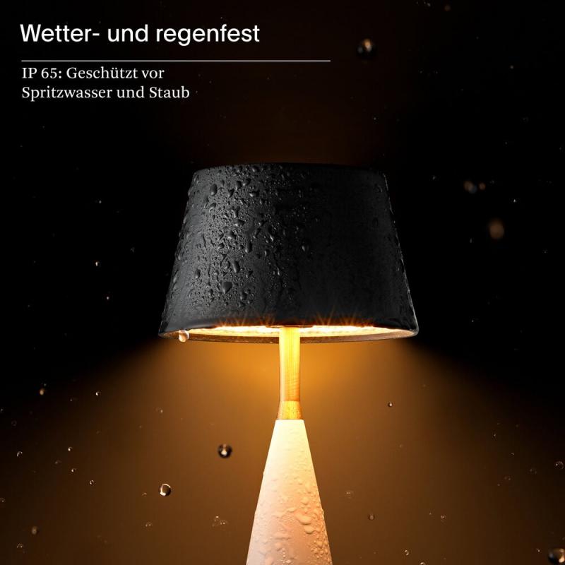 Akku-Tischleuchte Thala 220mm keramikweiß/schwarz 2,3W Flex-Mood 2200K/2700K IP65 Ra80 dimmbar