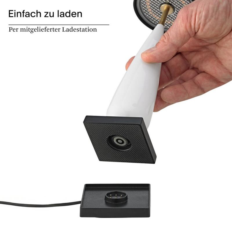 Akku-Tischleuchte Thala 220mm keramikweiß/schwarz 2,3W Flex-Mood 2200K/2700K IP65 Ra80 dimmbar