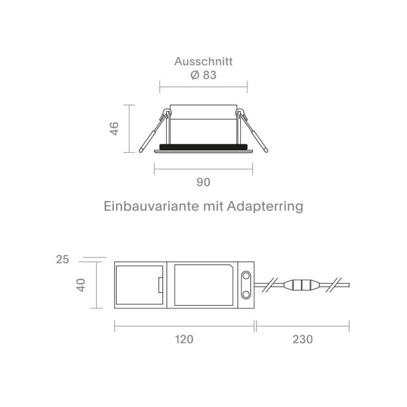 Sigor Einbauleuchte Argent IP54 BM68/83mm weiß IP54 8W 3000K 36° 580lm Ra90 Casambi 360° schwenkbar