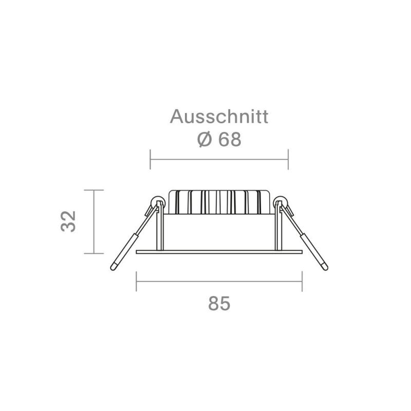Sigor Einbauleuchte 68 Diled Eckig 6W 380lm 3000K stahl 36° dimnbar