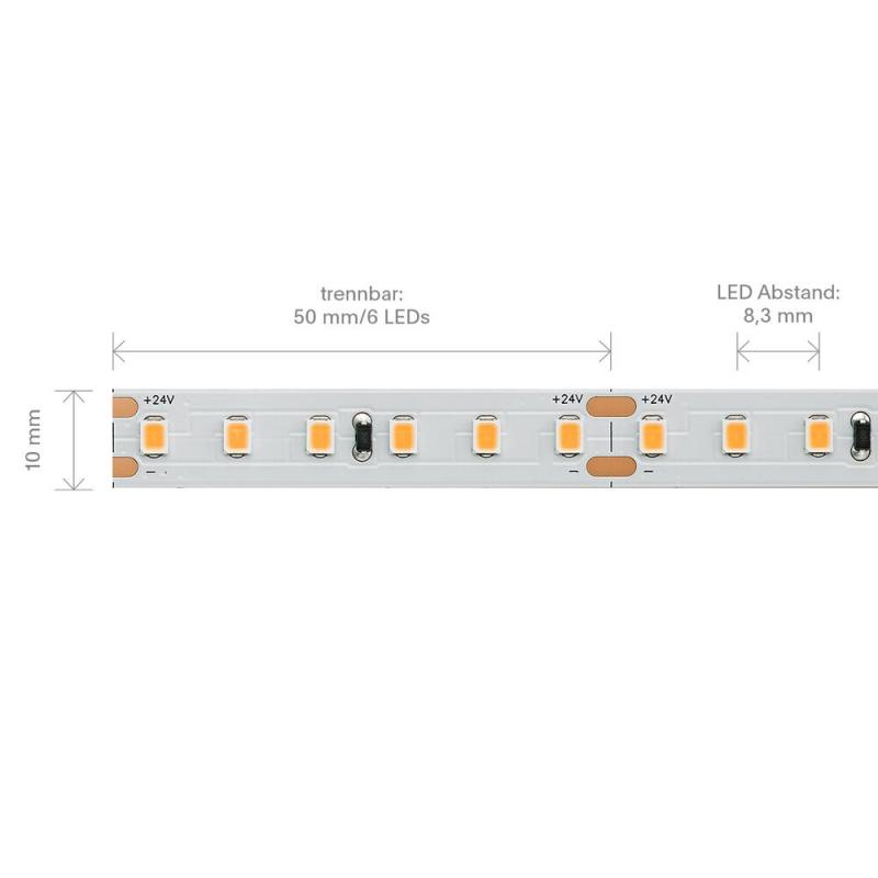 Sigor 14,4W/m EXPERT Vario Cut LED-Streifen 2700K 120 LED/m IP00 24V 1.411lm RA90 laufender Meter 1M