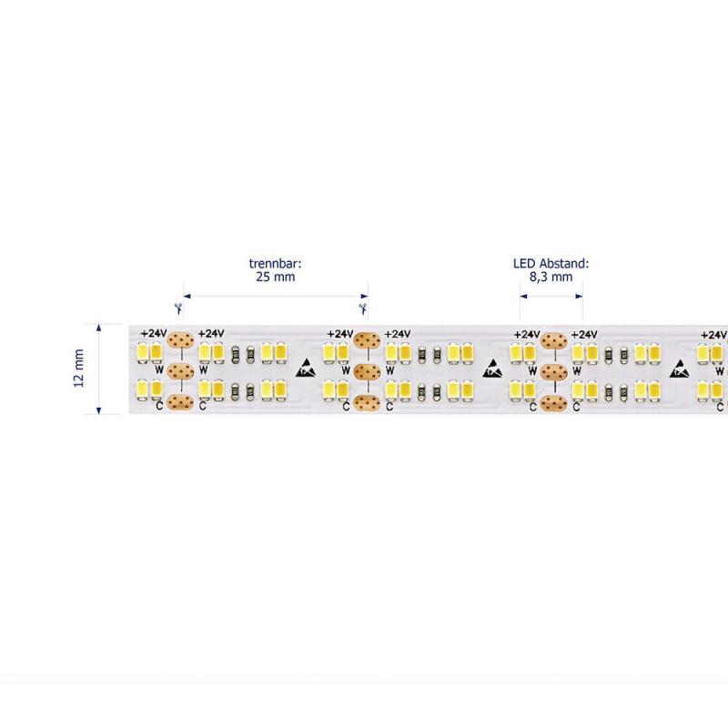 Sigor 38,4W/m Tunable White LED-Streifen 2100-4000K 5m 480 LED/m IP20 24V 3200lm RA90