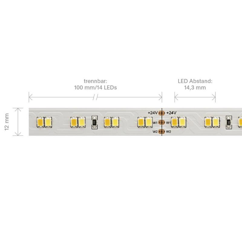 Sigor 14W/m Tunable White LED-Streifen 6500-2700K 5m 140LED/m IP20 24V 1574lm