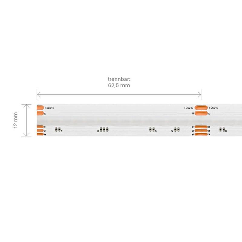 Sigor  16W/m COB LED-Streifen RGB/W 5m RGB+2700K 896 LED/m IP00 24V 640m/m RA90