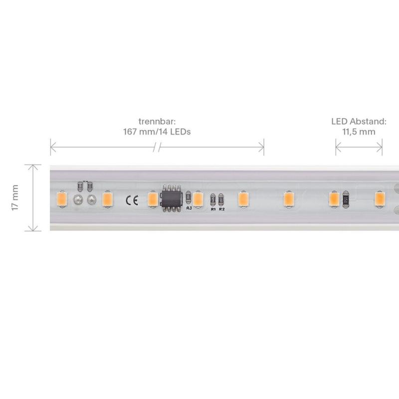 Sigor 14W/m Hochvolt LED-Streifen 2700K 25m 84LED/m IP65 230V 1100lm/m Ra90