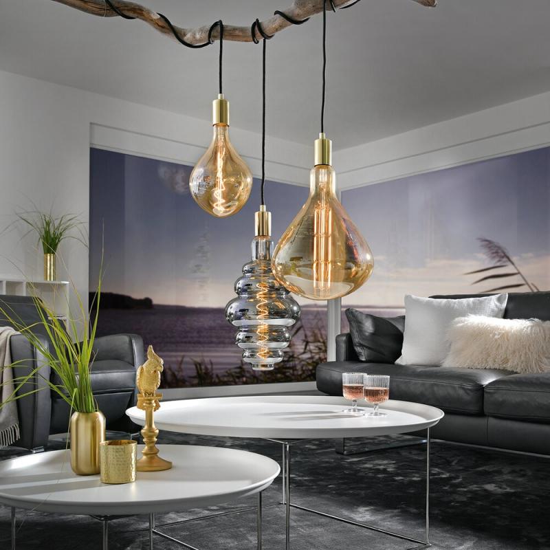 Designhighlight LED-Lampe E27 GIANT TEAR GOLD 36x36cm dimmbar Goldlook Sigor