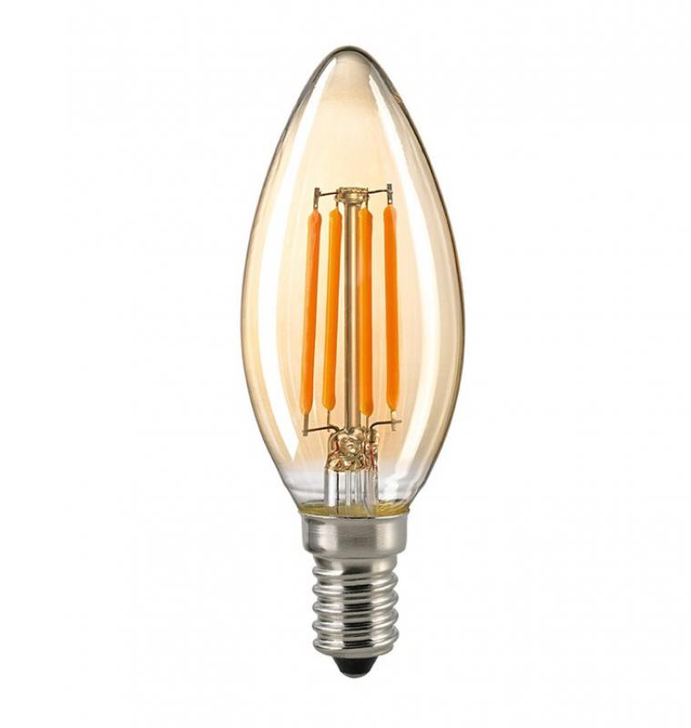 SIGOR LED Filament Kerzenlampe E14 2,2W 220lm 2400K Gold dimmbar ersetzt 22W