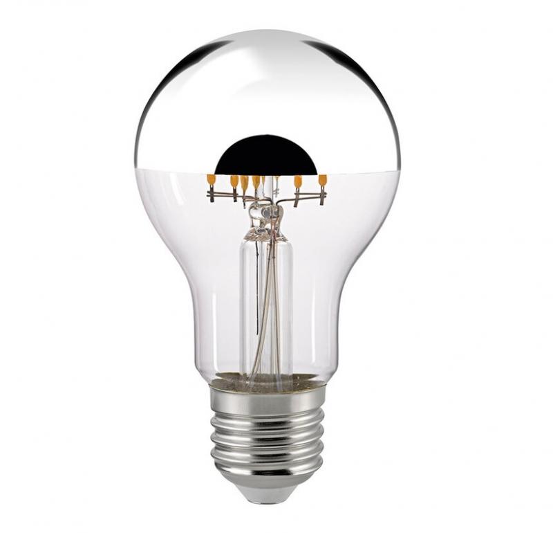 SIGOR LED Filament Lampe E27 7W 600lm 2700K Kopfverspiegelt Silber dimmbar ersetzt 50W