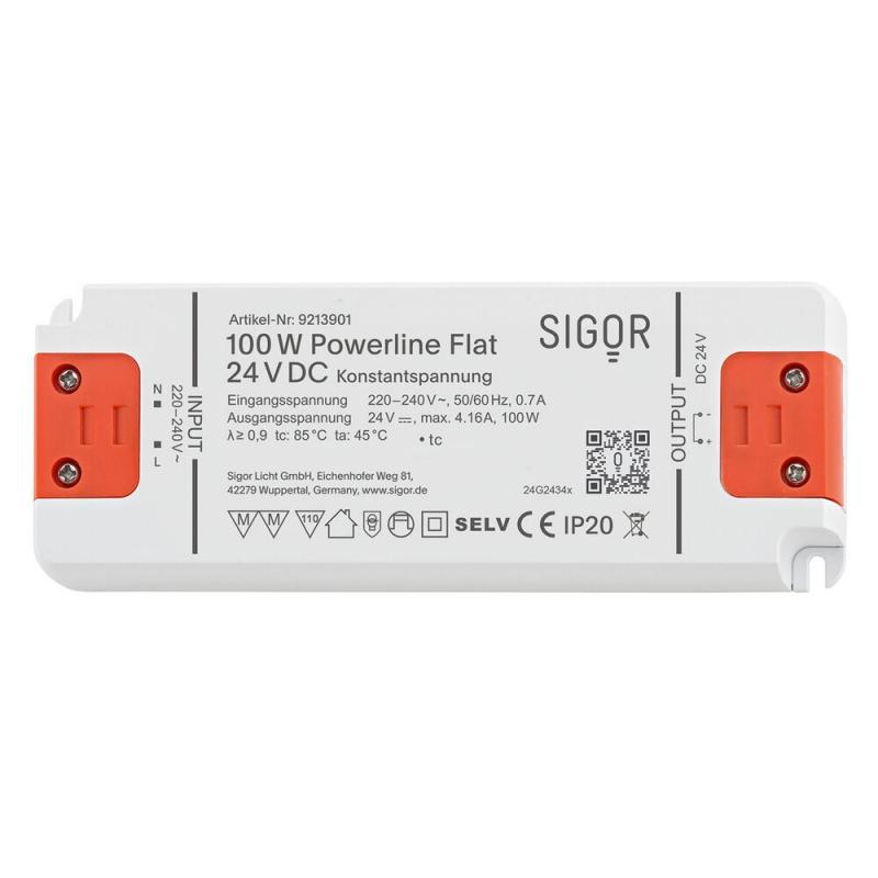 Sigor Powerline Treiber Flat 100W 24VDC 160x58x18mm 4,16A IP20