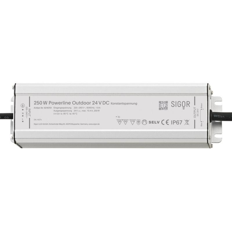 Sigor Powerline Treiber Outdoor 250W 24VDC 235x71x47mm 10,4A IP67