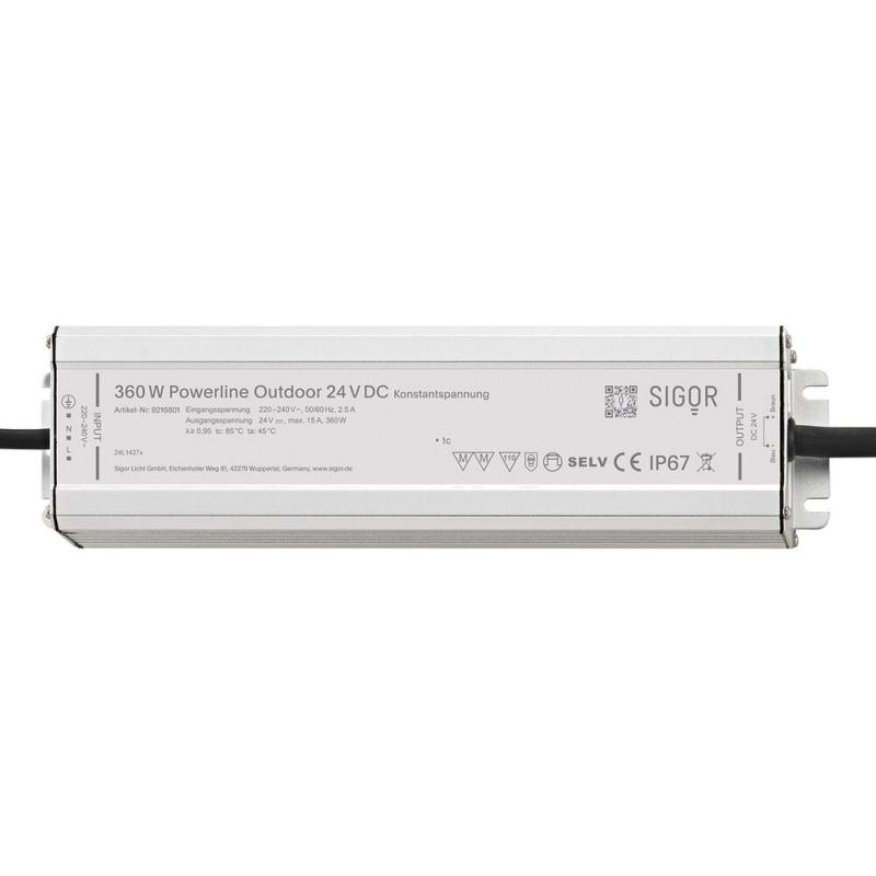 Sigor Powerline Treiber Outdoor 360W 24VDC 251x71x47 mm 15A IP67