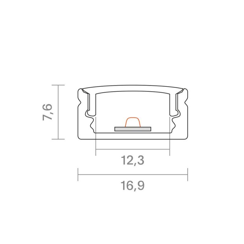 Sigor 1m Aufbauprofil Flach 12 -  9820501