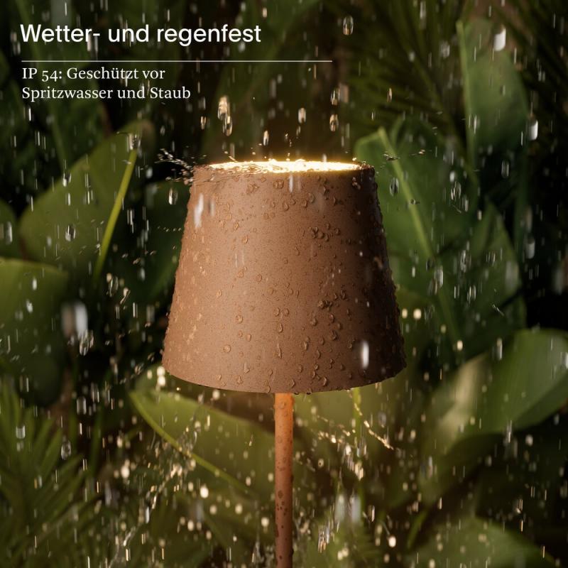 Sigor Akku-Tischleuchte Nuindie USB-C 380mm mokkabraun 2,2W FlexMood 2200K/2700K IP54 168/197lm Ra85