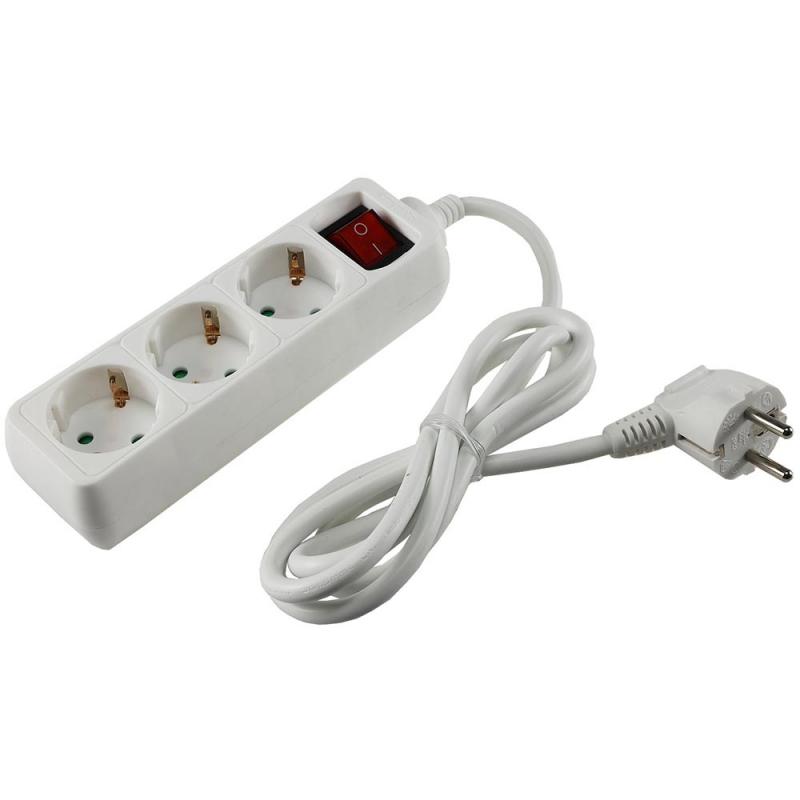 REV Ritter Schutzkontakt-Steckdosenleiste 3-fach 3600W, 1,4mKabel, mit Schalter, weiß