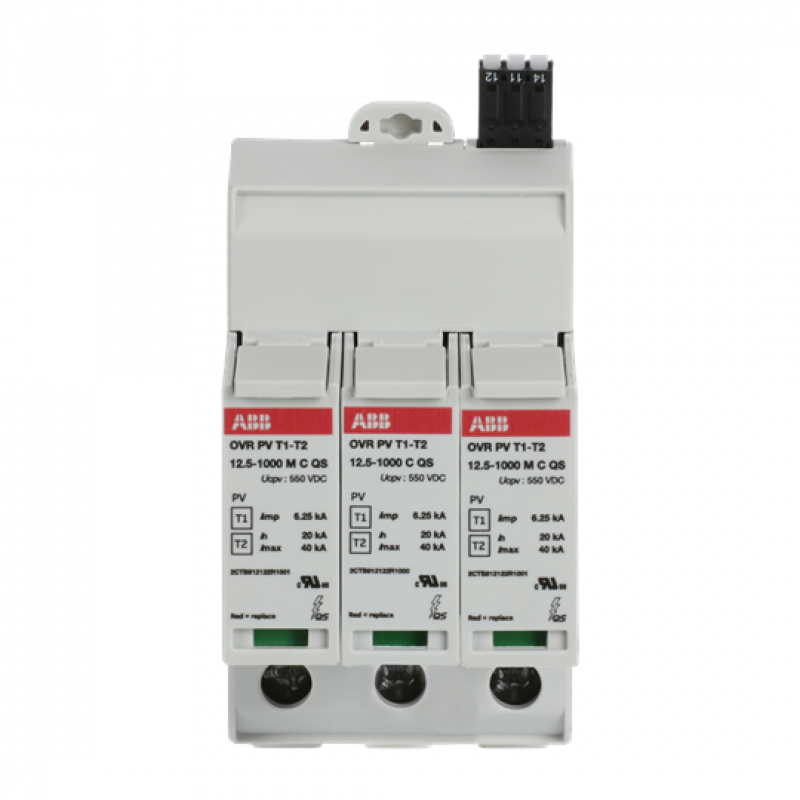 ABB OVR PV T1-T2 12.5-1000 P TS QS SPD Typ 1+2 geprüft, 12.5 kA für Leerlaufspannungen bis 1.000 V DC