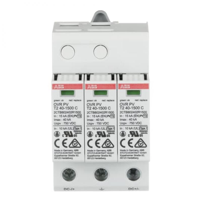 ABB OVR PV T2 40-1500 P SPD Typ 2 für PV-Anlagen bis 1500 V DC für Leerlaufspannungen bis 1500 V DC