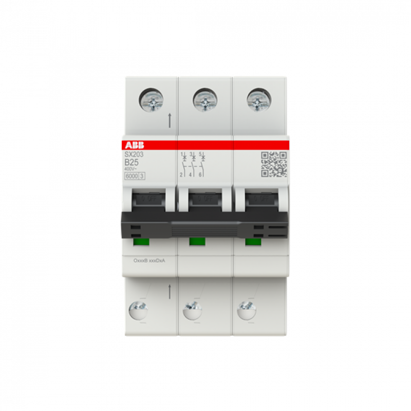 ABB SX203-B25 Sicherungsautomat Flexline B-Char., 6kA, 25A, 3P FlexLine Push-in Technologie