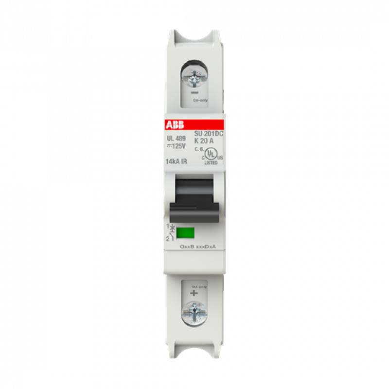 ABB SU201DC-K20 Sicherungsautomat K-Char., 14kA, 20A, 1P, UL489 für Gleichspannung bis 125 V DC