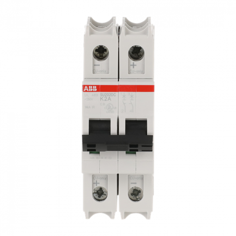 ABB SU202DC-K2 Sicherungsautomat K-Char., 14kA, 2A, 2P, UL489 für Gleichspannung bis 250 V DC