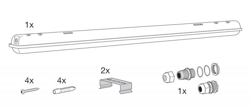 150cm OSRAM SubMARINE LED integrated 1500 Feuchtraumleuchte 48W 4000K neutralweißes Licht IP65 Damp Proof