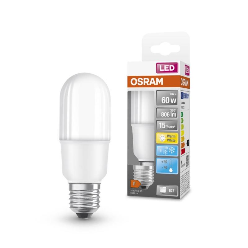 Osram E27 LED STAR STICK 8W wie 60W warmweißes Licht - matte Oberfläche, EEK: F (Spektrum: A bis G)