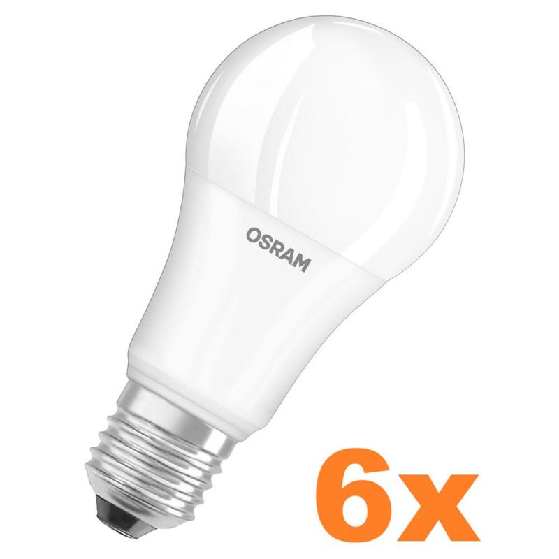 6 x Helle OSRAM LED E27 Glühbirnen matt 13W wie 100W warmweißes Licht - klassischer Schraubsockel