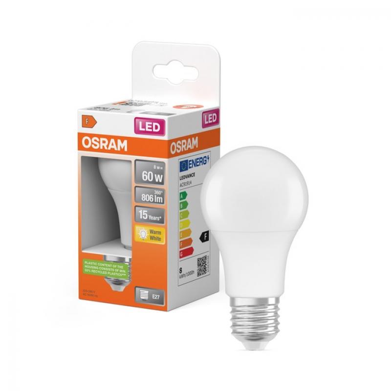 OSRAM E27 STAR Classic LED Glühlampe Birnenform opalweiß mattiert wie 60W 2700K warmweißes blendfreies Licht