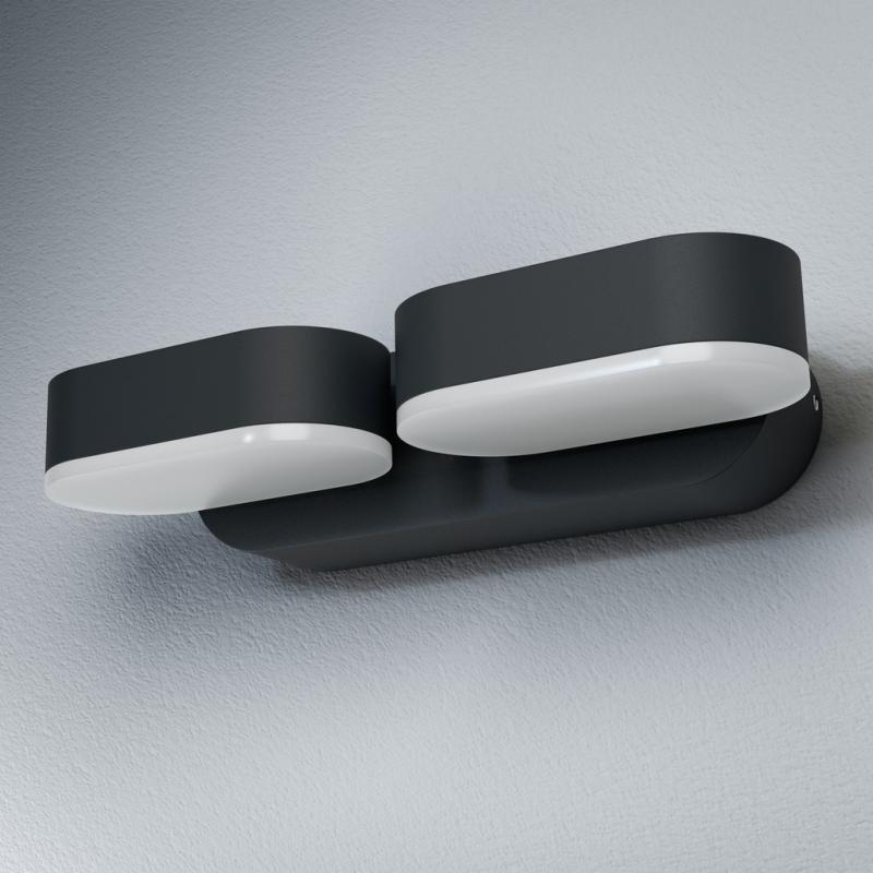 OSRAM 2-Strahlige LED Outdoor Wandleuchte Endura Style Mini Spot II 13W Anthrazit IP44 - mit 340° drehbarem Kopf, ideal für Eingangsbeleuchtung
