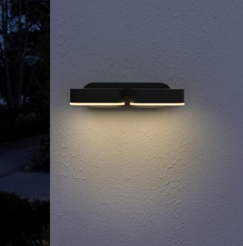 OSRAM 2-Strahlige LED Outdoor Wandleuchte Endura Style Mini Spot II 13W Anthrazit IP44 - mit 340° drehbarem Kopf, ideal für Eingangsbeleuchtung