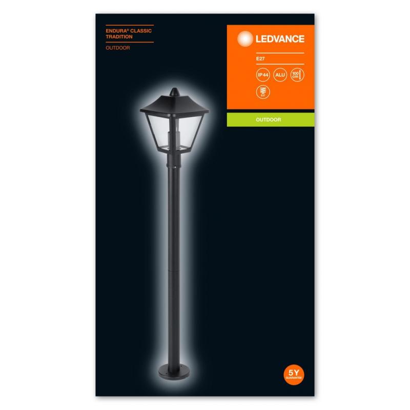 LEDVANCE Wegeleuchte Endura Classic Tradition ALU 1000 E27 BK IP44