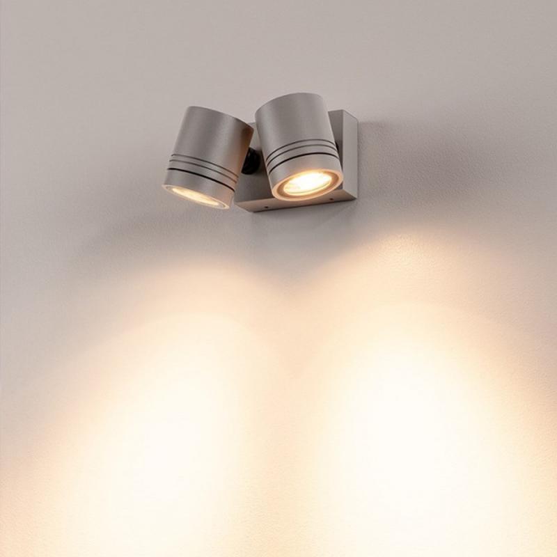 SLV 233094 NEW MYRA WALL Außenwandstrahler 2-flammig silbergrau dreh- und schwenkbar IP55