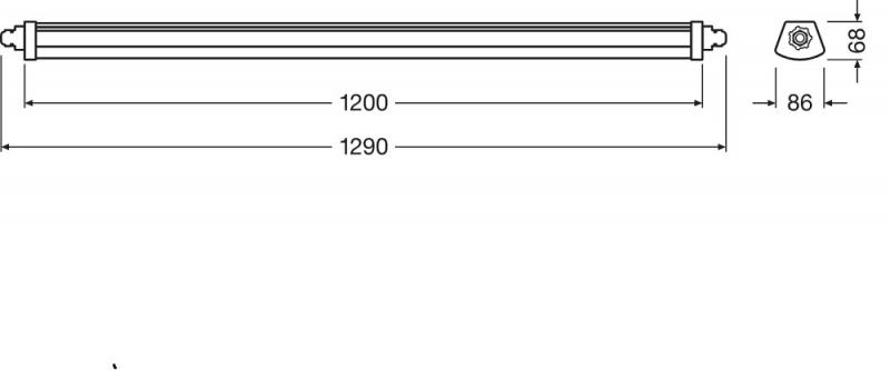 120cm LEDVANCE DampProof LED Compact 1200 23W 4000K 2800lm IP66  LED Feuchtraumleuchte -  Durchgangsverdrahtung