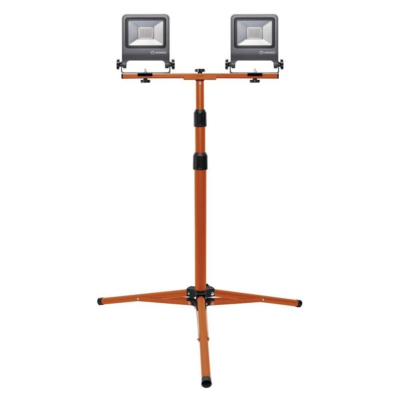 OSRAM LED WORKLIGHT 2x30W 840 4000K universalweiß IP65 Doppel Fluter mit Stativ grau/orange