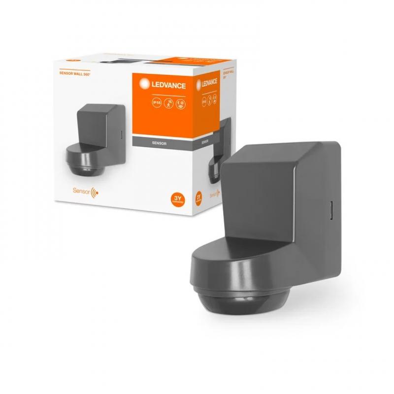 Nur noch angezeigter Bestand verfügbar:   LEDVANCE Sensor Wall 360° Outdoor Bewegungsmelder Aufbau IP55 grau