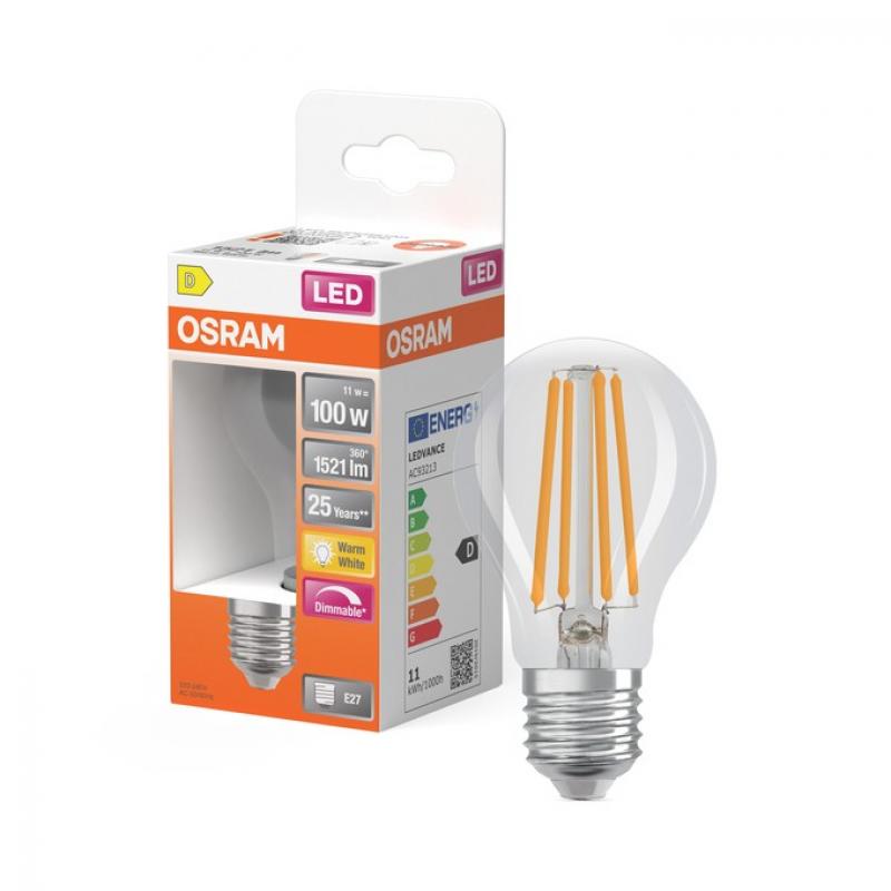 OSRAM E27 LED Retrofit Classic dimmbares Leuchtmittel in Birnenform 11W wie 100W warmweisses Licht