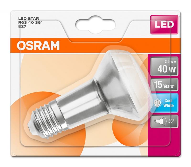 Nur noch angezeigter Bestand verfügbar Osram E27 LED Reflektor R63 3.3W wie 40W universalweisses Licht 36° Abstrahlwinkel -