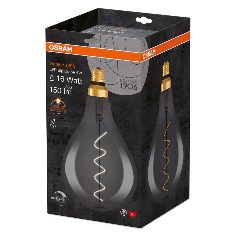 OSRAM LED VINTAGE E27 Glühbirne dimmbar Rauchfarben 4W wie 15W extra warmweiß