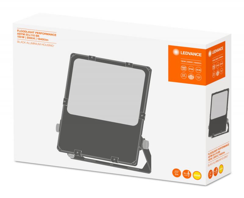LEDVANCE Floodlight Performance ASYM 55x110 150W 3000K IP66 schwarz
