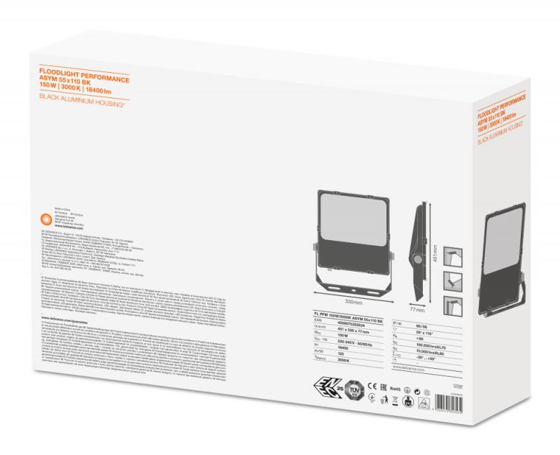 LEDVANCE Floodlight Performance ASYM 55x110 150W 3000K IP66 schwarz