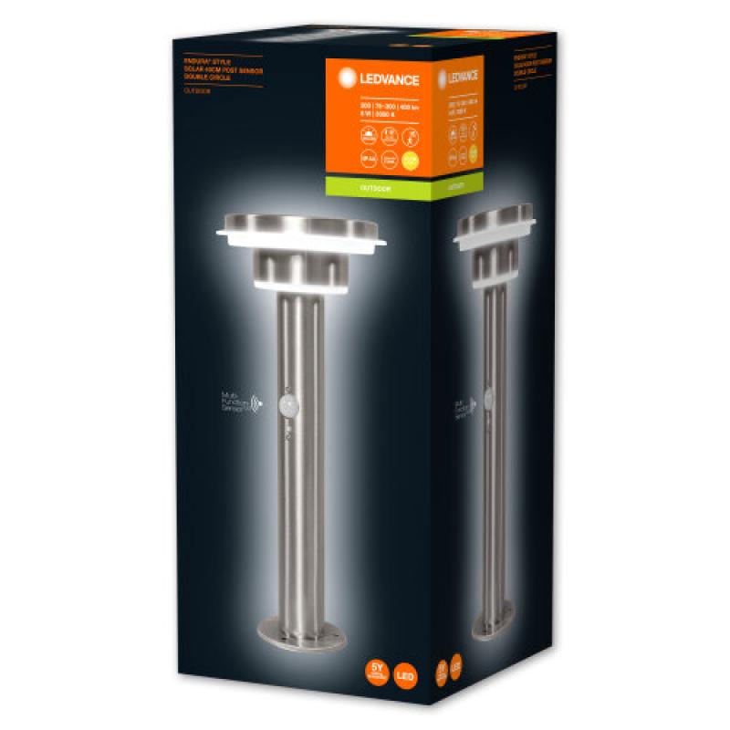 40cm LEDVANCE ENDURA STYLE Solar Post Modern Wegeleuchte aus Edelstahl mit Sensor