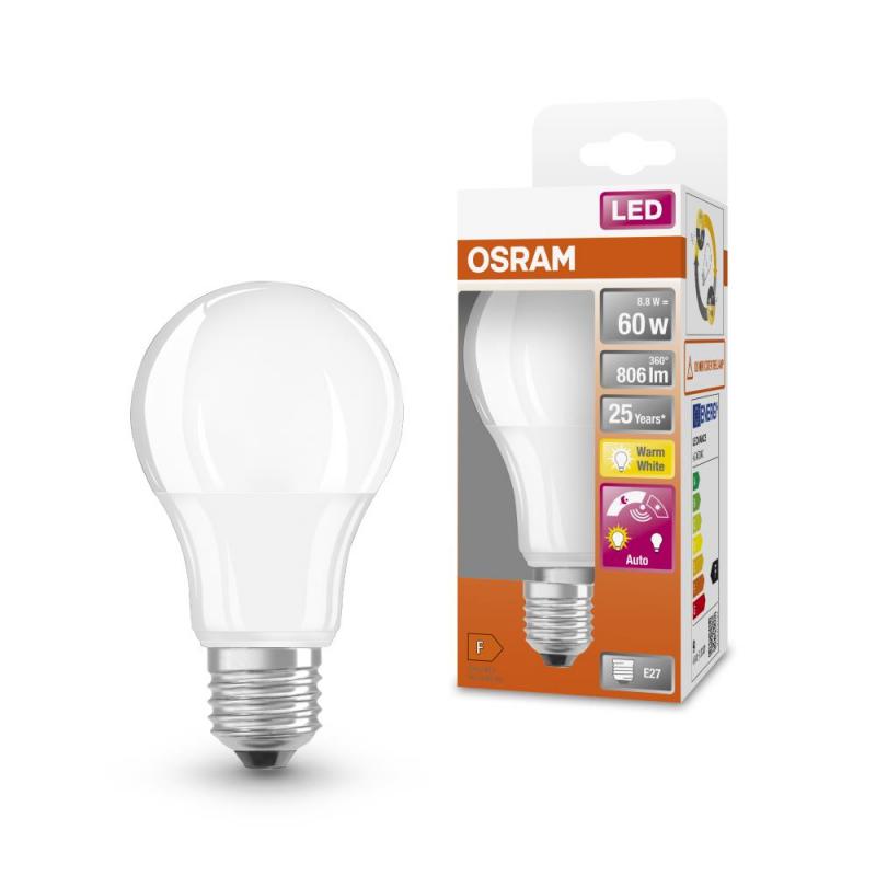 OSRAM E27 STAR+ Daylight Tageslichtsensor LED Lampe opalweiß 8,8W wie 60W  warmweiß