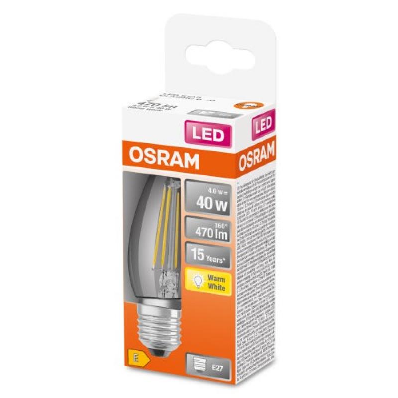 OSRAM E27 LED Lampe STAR FILAMENT in Kerzenform klar 4Wwie 40W warmweißes Licht
