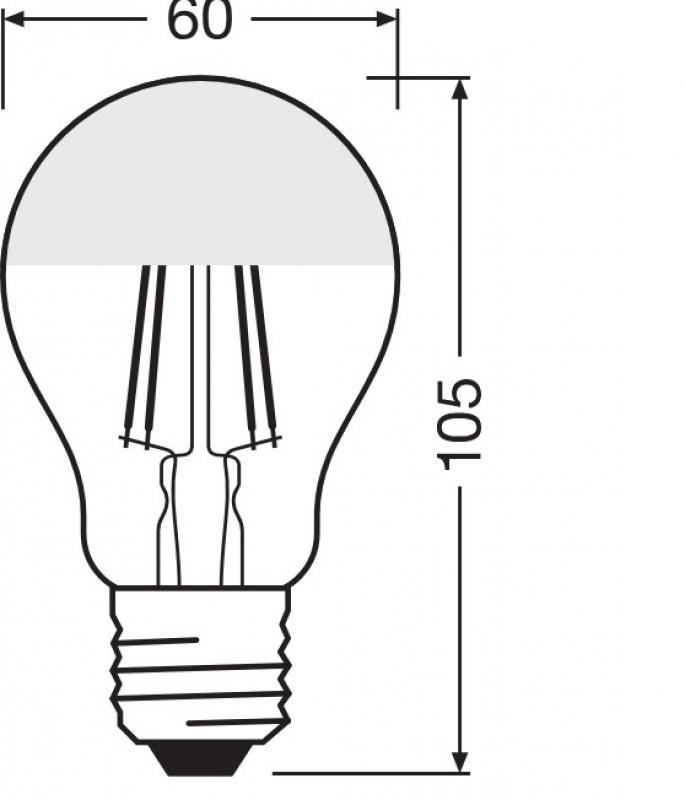 OSRAM LED Star Classic A 34 Filament Mirror Silver 4 W 35 W Ersatz 400 lm 2700 K Warmweiß E27 230 V 300° nicht dimmbar