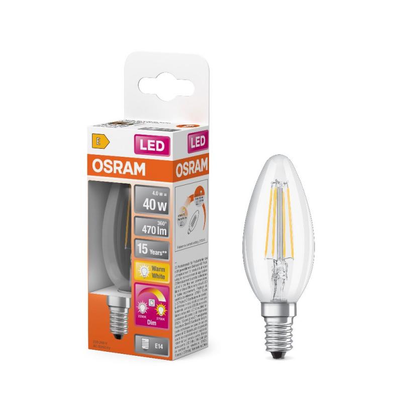OSRAM E14 STAR+ GLOWDIM LED Filament Lampe 4W wie 40W warmweiß veränderbare Farbtemperatrur, EEK: E (Spektrum: A bis G)
