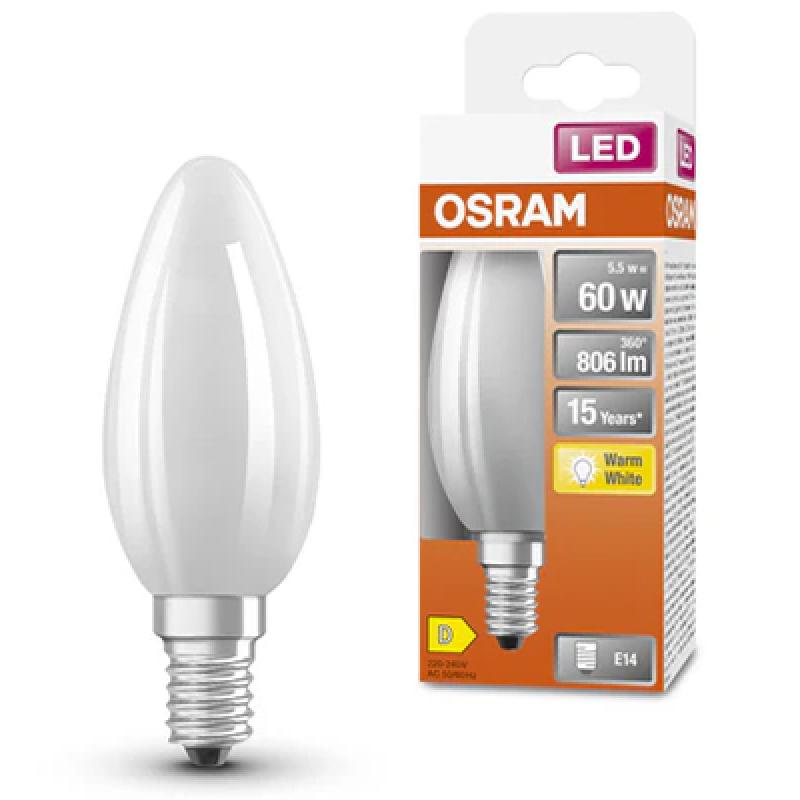OSRAM E14 LED STAR RETROFIT mattierte blendfreie Kerze 5,5W wie 60W warmweißes gemütliches Licht