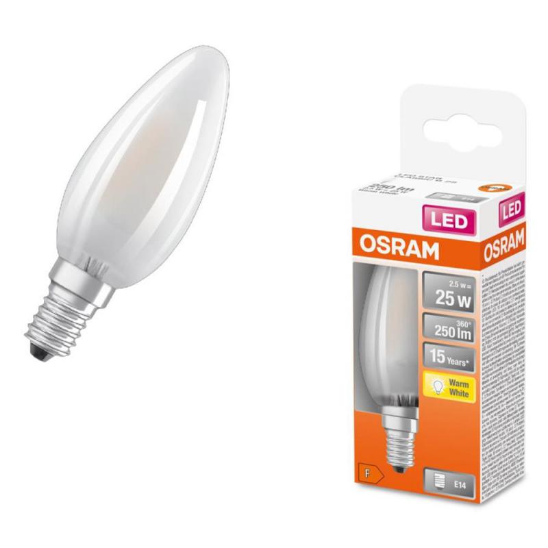 OSRAM E14 LED Kerzenlampe STAR RETROFIT matt 2,5W wie 25W warmweiß