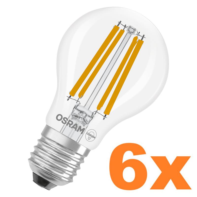 6er Sparset OSRAM E27 LED Lampe Value Classic klares Filament 11W wie 100W 2700K warmweißes Licht